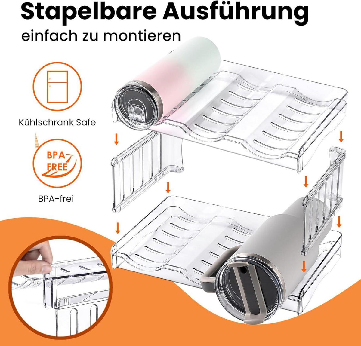 Stapelbares Flaschenregal 4 Schichten Getränke Organizer Küche Kühlschrank