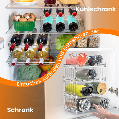 Stapelbares Flaschenregal 4 Schichten Getränke Organizer Küche Kühlschrank