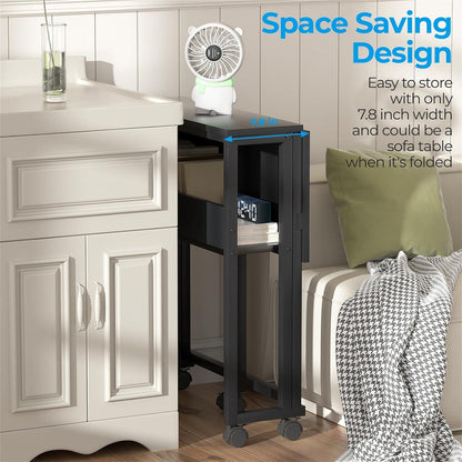 Klappbarer Schreibtisch 63 cm Schwarz Rollen Montage Stauraum
