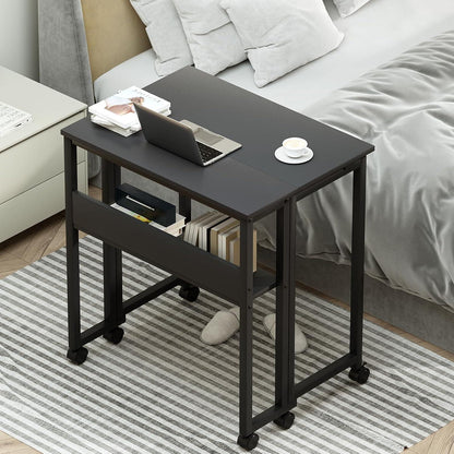 Kleiner Klappschreibtisch 63 cm Rollen Schwarz Stauraum Einfache
