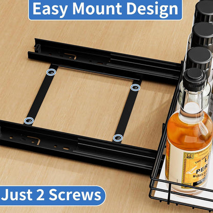Ausziehbares Gewürzregal Schwarz für Schrank Organizer-Küche