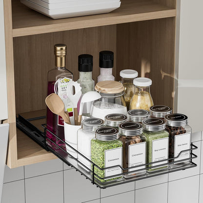 ZDDLOINP Ausziehbares Gewürzregal Schwarz 28cm Platzsparender Küchenorganizer