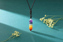 Chakra Heilsteine Kette Hexagon Anhänger Halskette mit