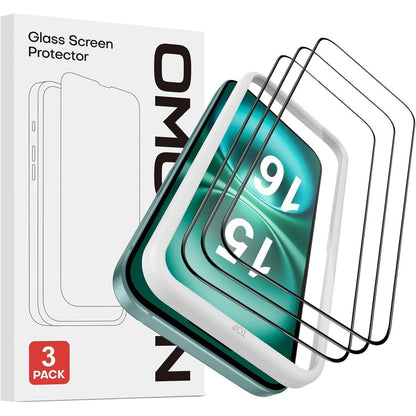 OMOTON Panzer Schutz Glas für iPhone 16/15, 9H Härte, Full