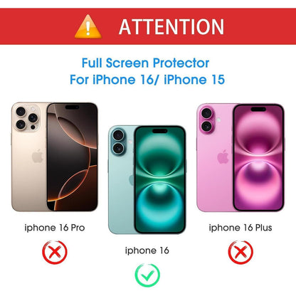 OMOTON Panzer Schutz Glas für iPhone 16/15, 9H Härte, Full