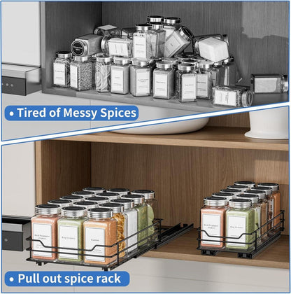 Ausziehbares Gewürzregal Schwarz Schrank Organizer Platzsparend