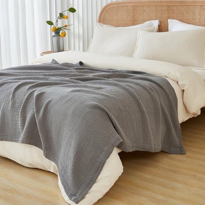 Kingsize Baumwolldecke Musselin Grau 274x229 cm