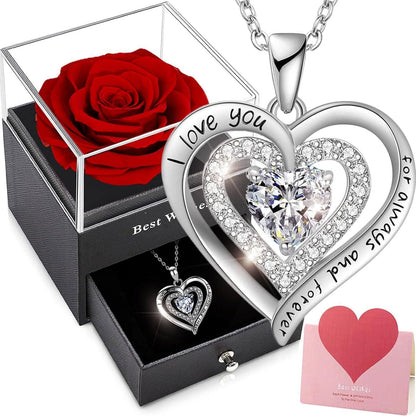 Ewige Rosen Geschenkbox Konservierte Blume Schmuckbox Silber