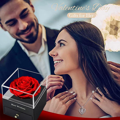 Ewige Rosen Geschenkbox Konservierte Blume Schmuckbox Silber