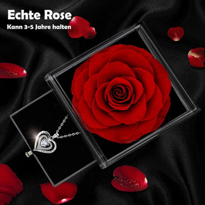 Ewige Rosen Geschenkbox Konservierte Blume Schmuckbox Silber