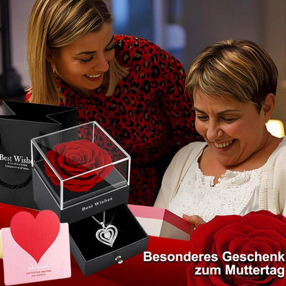 Ewige Rosen Geschenkbox Konservierte Blume Schmuckbox Silber