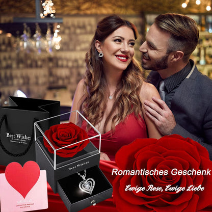 Ewige Rosen Geschenkbox Konservierte Blume Schmuckbox Silber
