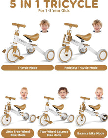 Kinderdreirad Laufrad 4-in-1 mit Verstellbarem Sitz und