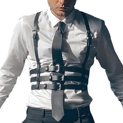 Herren PU Leder Brust Harness Gothic Fetisch Punk Bandage Clubwear