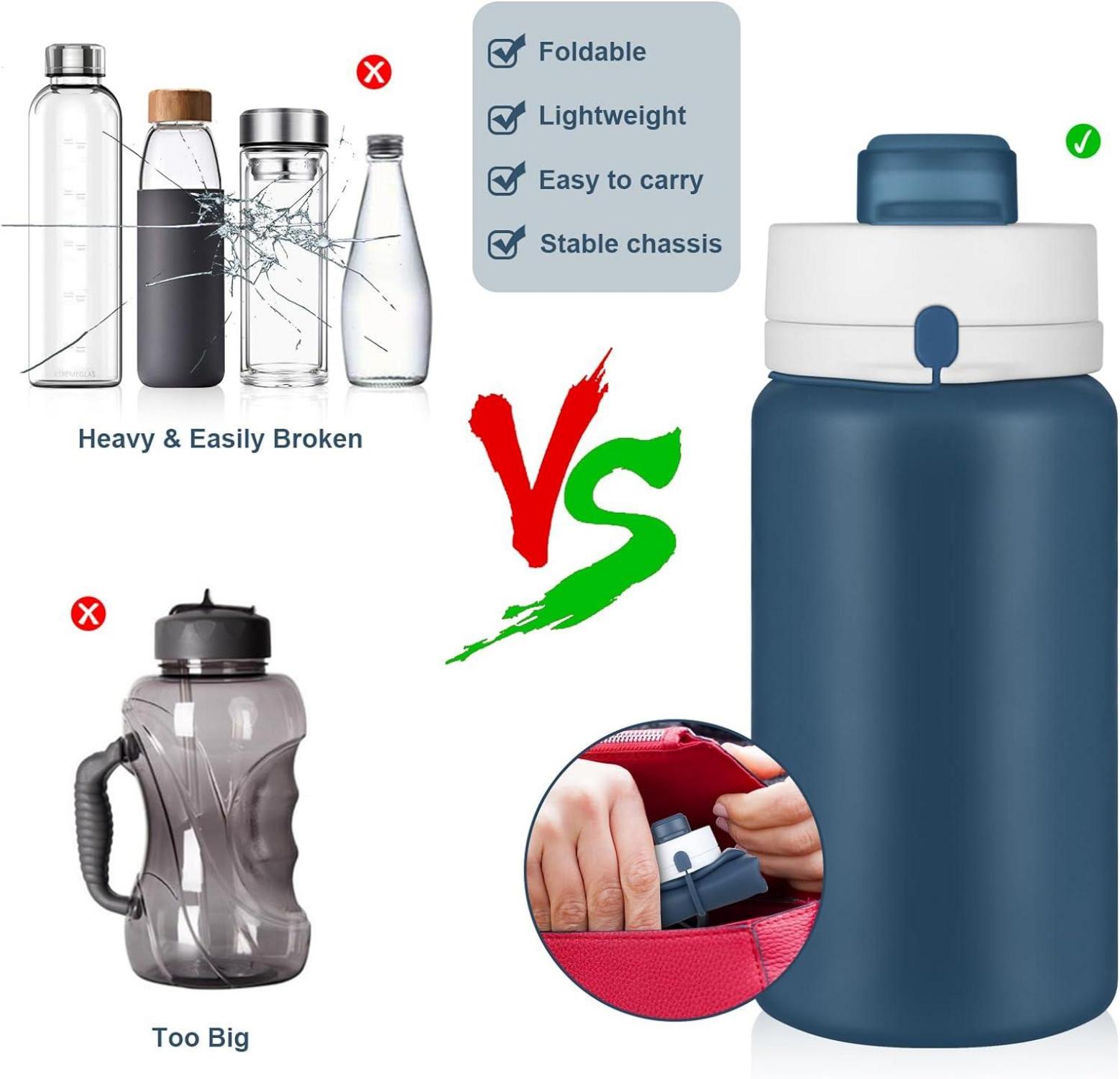 Faltbare Trinkflasche 550ml BPA-free Auslaufsicher Blau