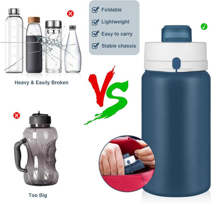 Faltbare Trinkflasche 550ml BPA-free Auslaufsicher Blau