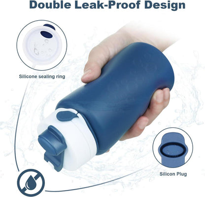 NAVTUE Faltbare Trinkflasche 550ml BPA-frei Auslaufsicher für Reisen Camping Fitness Blau