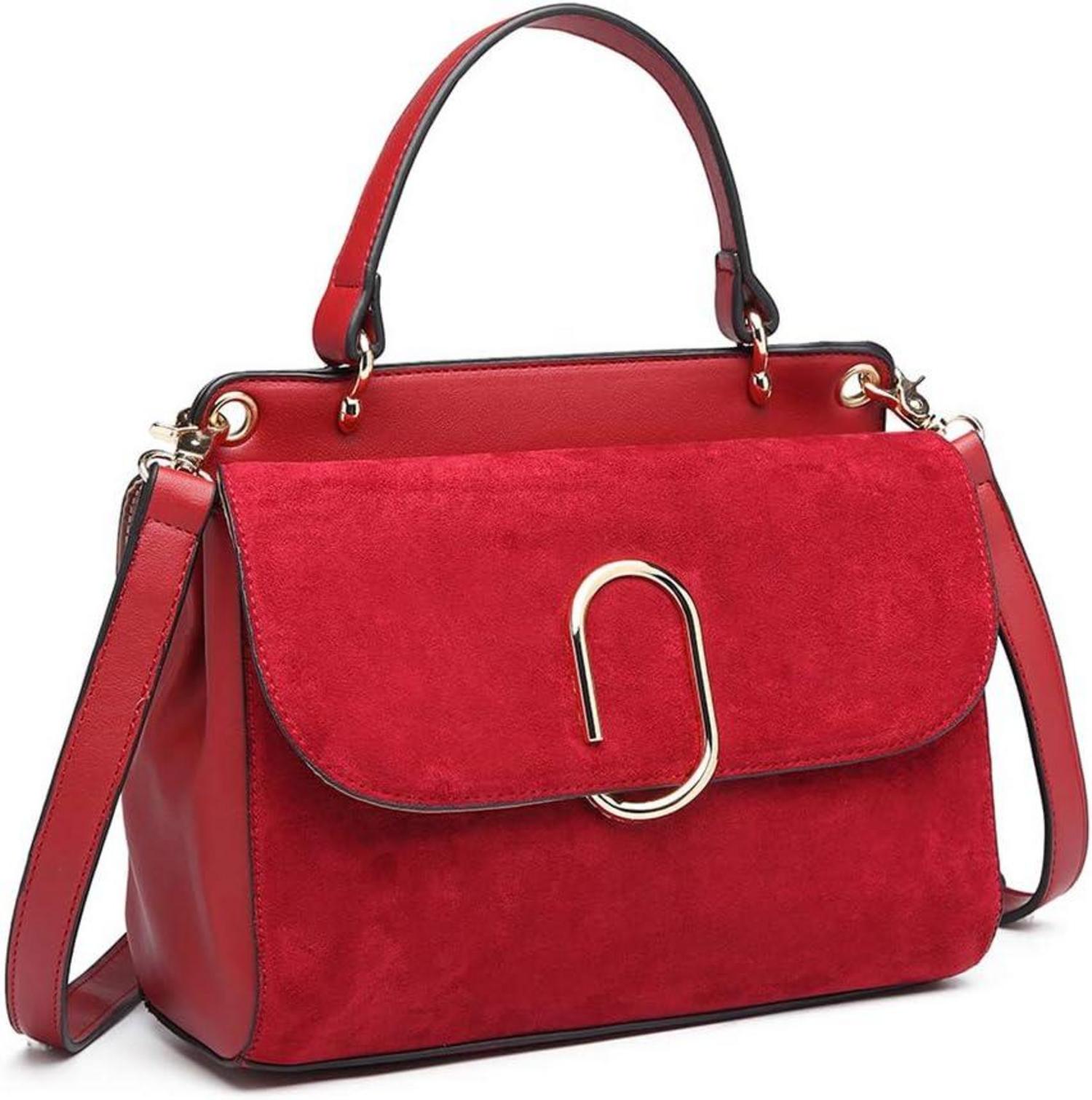 Damen Umhängetasche Kunstleder Wildleder Vintage Flap Handtasche