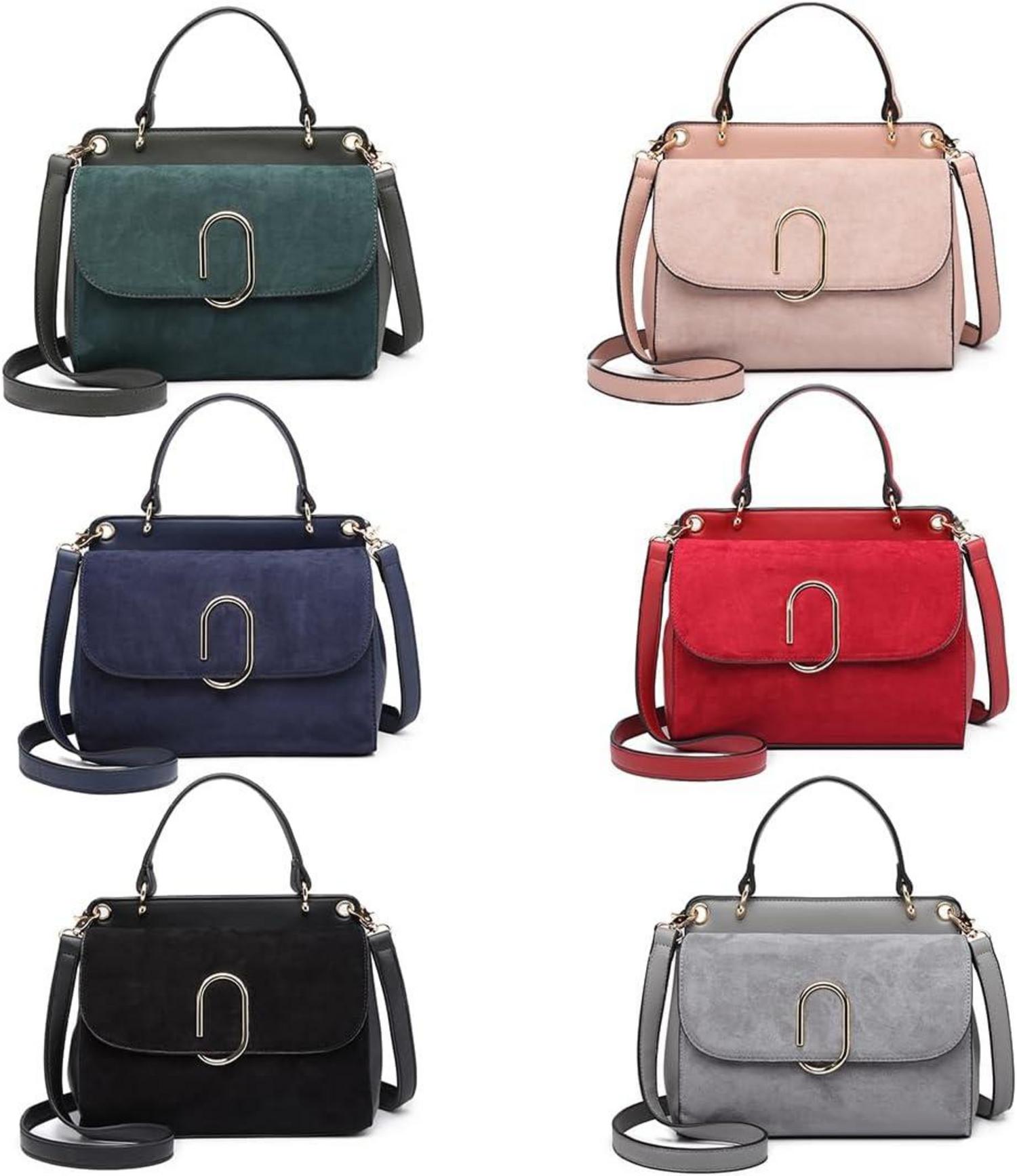 Damen Umhängetasche Mittelgroß Kunstleder Wildleder Vintage Handtasche
