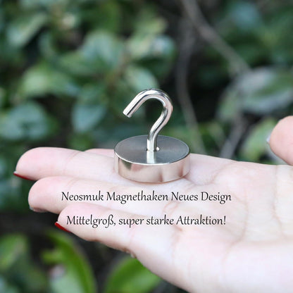 Extra Starker Magnethaken 30kg Silber für Werkstatt & Camping