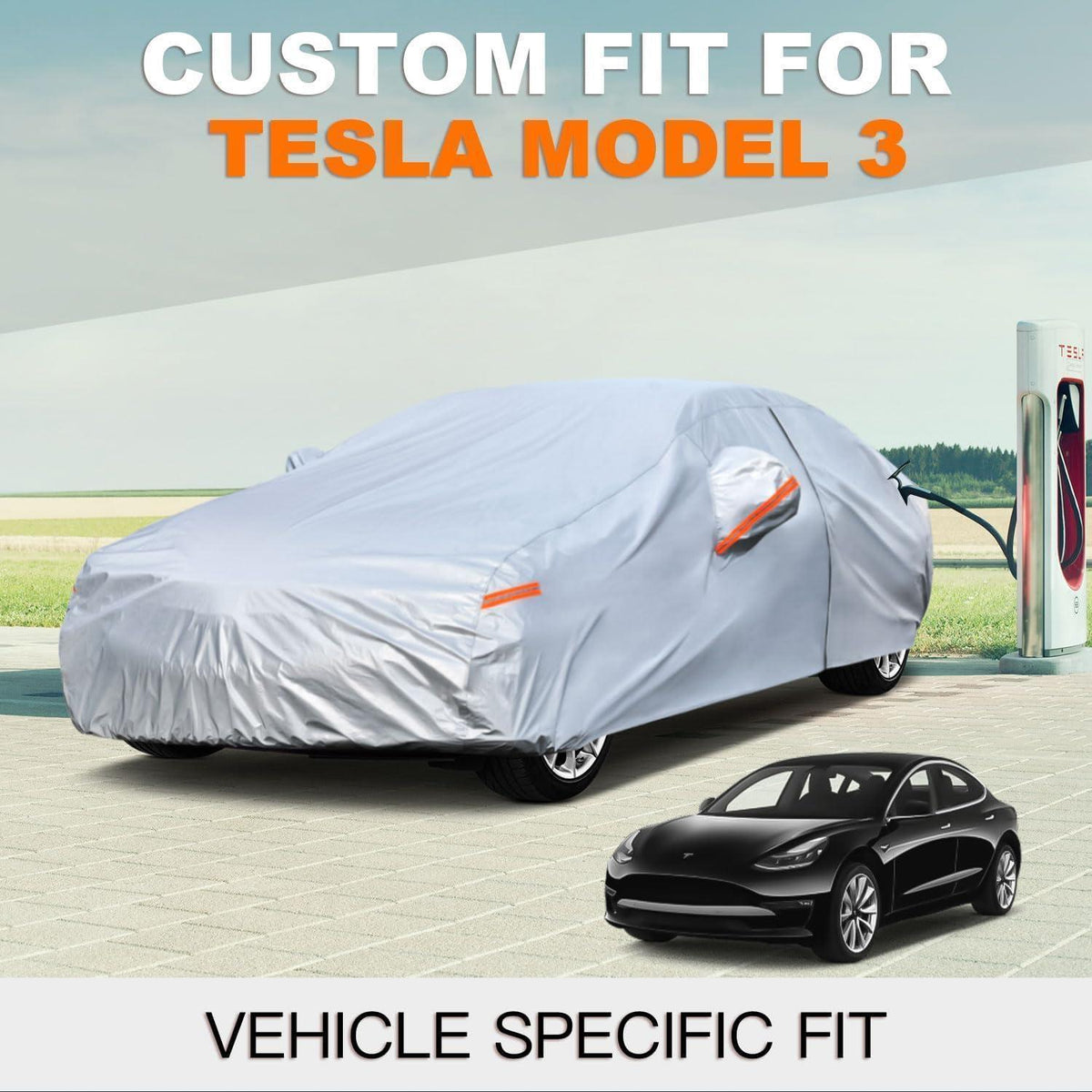 Autoabdeckung Tesla Model 3 (2017-2025) Wasserdicht & Atmungsaktiv