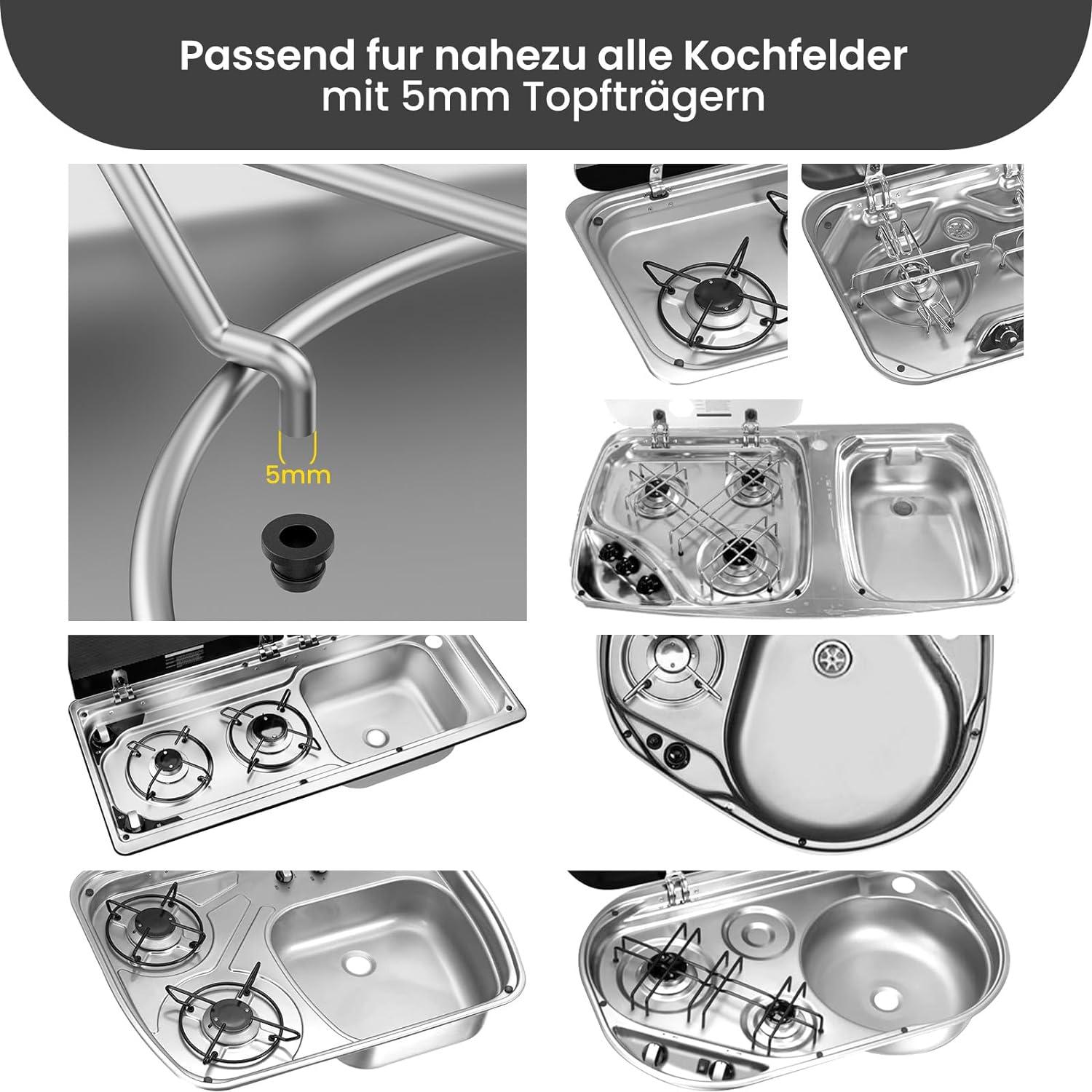 12er Set Gummitüllen für Topfstützen mit 5mm Stäben - hitzebeständig