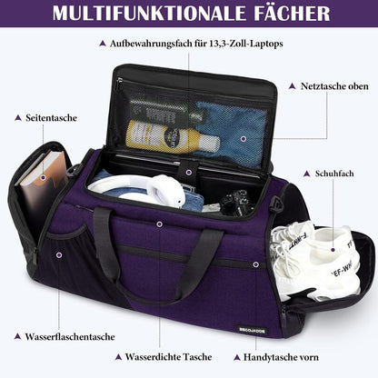 Sporttasche Herren 45L Groß Wasserdicht mit Schuhfach