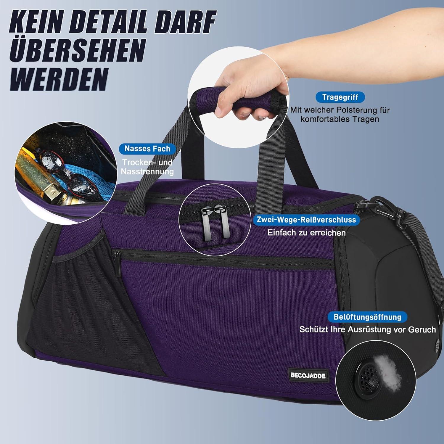 Sporttasche Herren 45L Groß Rucksack mit Schuhfach