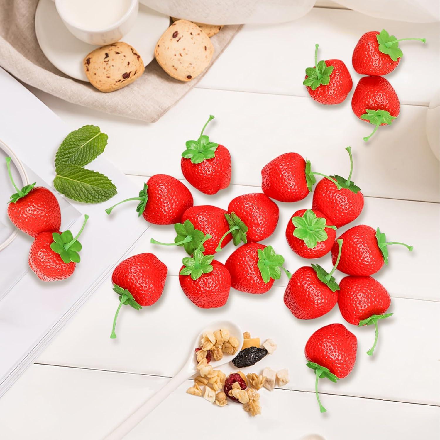 20er Set Künstliche Kunststoff Erdbeeren Deko Rote Lebensecht Früchte