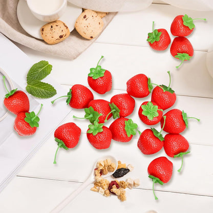 20er Set Künstliche Kunststoff Erdbeeren Deko Rote Lebensecht Früchte