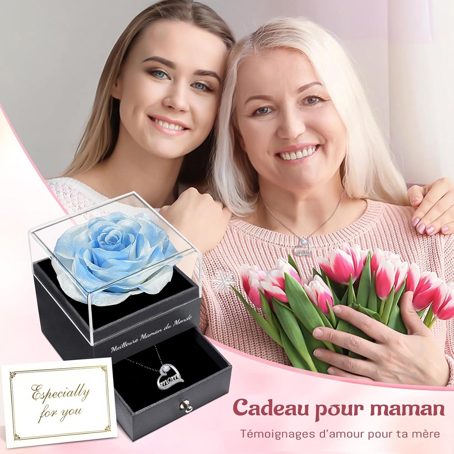 Ewige Rose Mama Geschenkset 925 Silber Halskette Muttertag