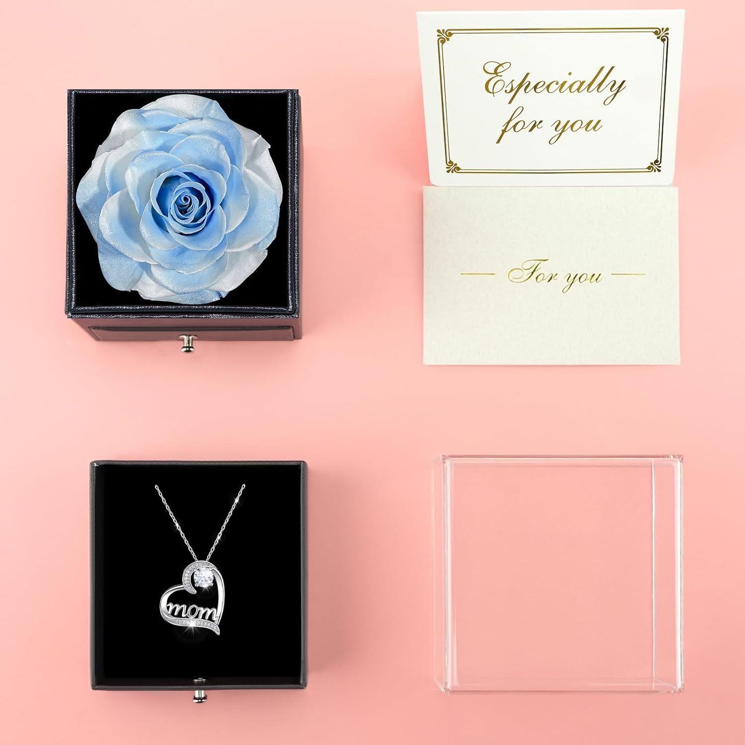 Ewige Rose Mama Geschenkset 925 Silber Halskette Muttertag