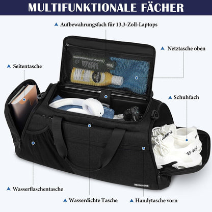Sporttasche Herren 45L Groß Rucksack Schuhfach Nassfach