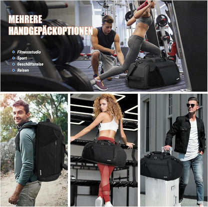 Sporttasche Herren 45L Schwarz Sportrucksack mit Laptopfach und