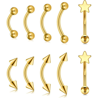 Chirurgenstahl Curved Barbell Piercing mit Stern, 16G