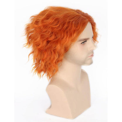 Orange Lockige Perücke für Halloween Cosplay & Karneval