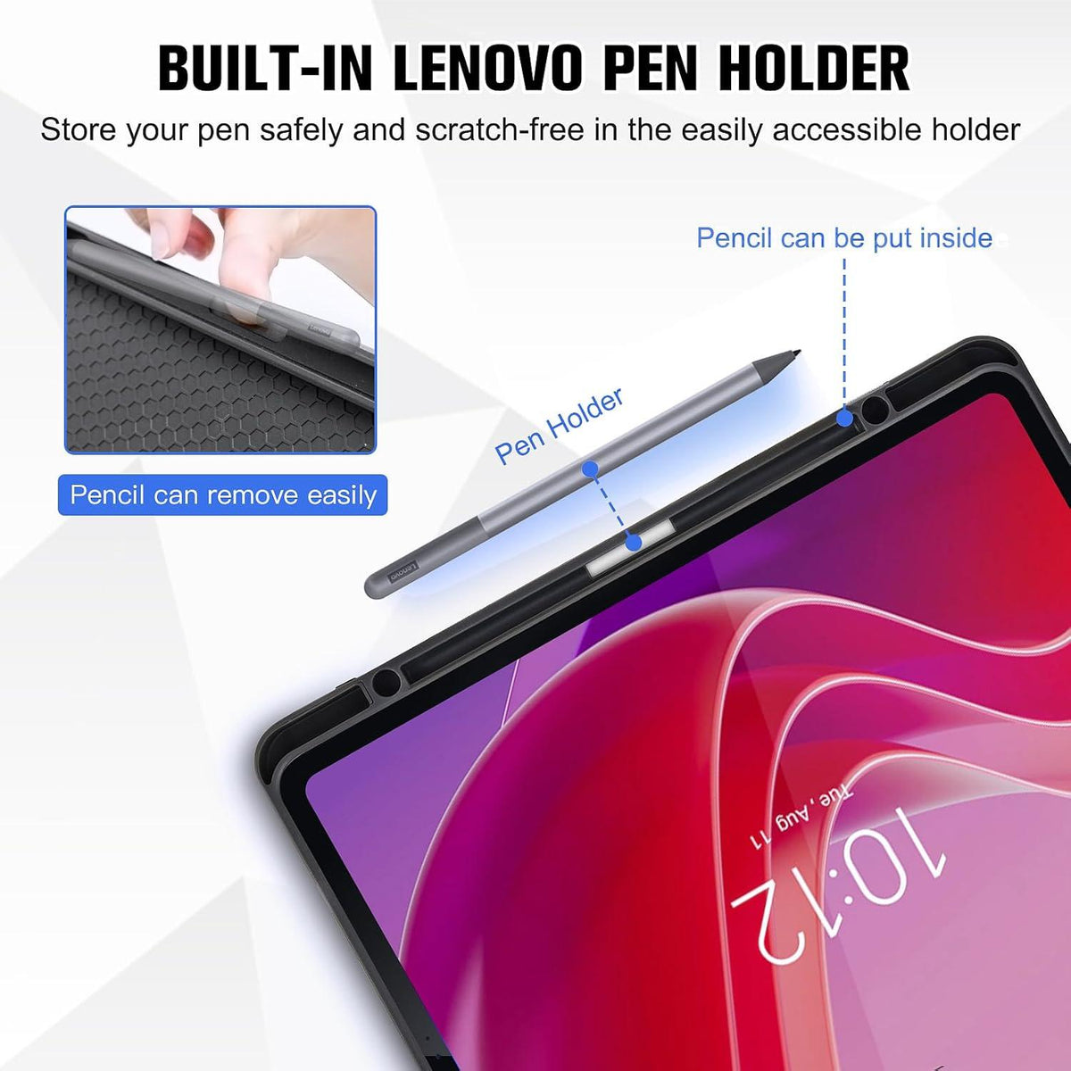 Schwarze Hülle für Lenovo Tab M11 11 Zoll mit Stifthalter und Ständer