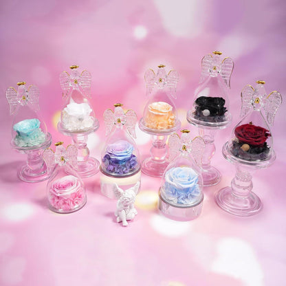 Ewige Rose Engel Figur Geschenk Muttertag Glas Schwarz