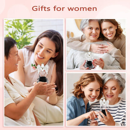 Ewige Rose Engel Figur Geschenk Muttertag Glas Schwarz