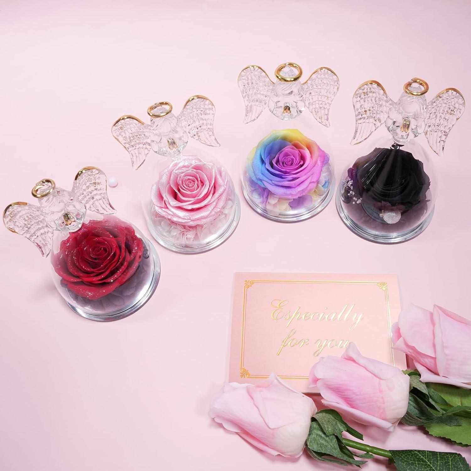 Ewige Rose mit Engel Figur in