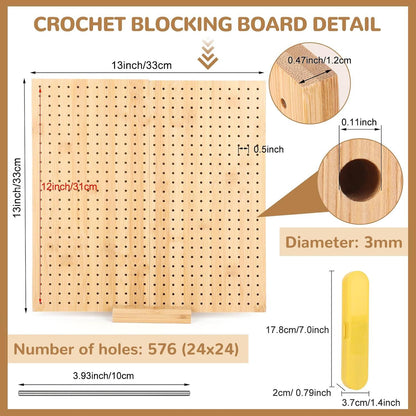 33cm Wooden Blocking Board mit 30 Edelstahl-Stabstiften aus Bambus