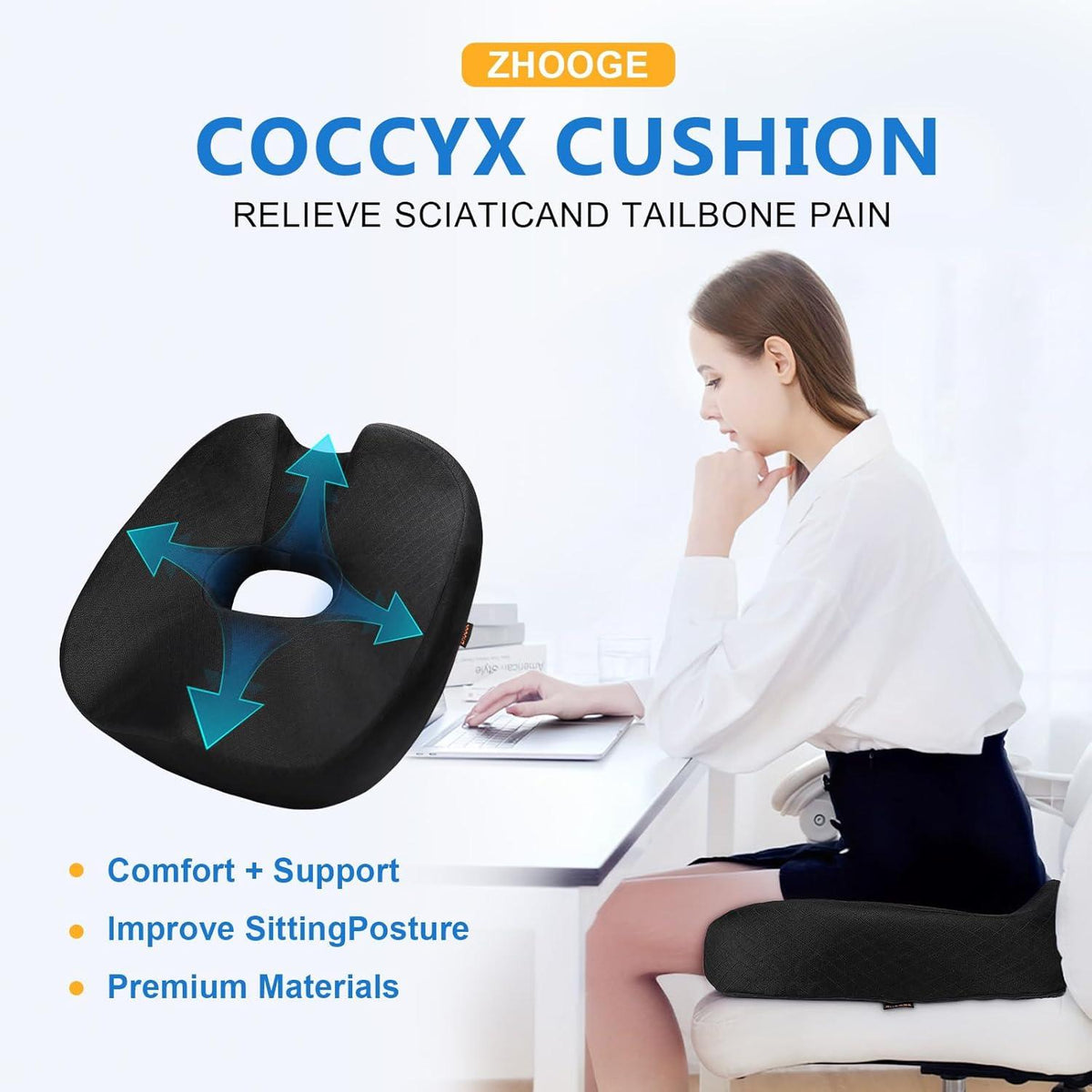Ergonomisches Memory Foam Donut Sitzkissen für Büro, Auto, Heimstühle