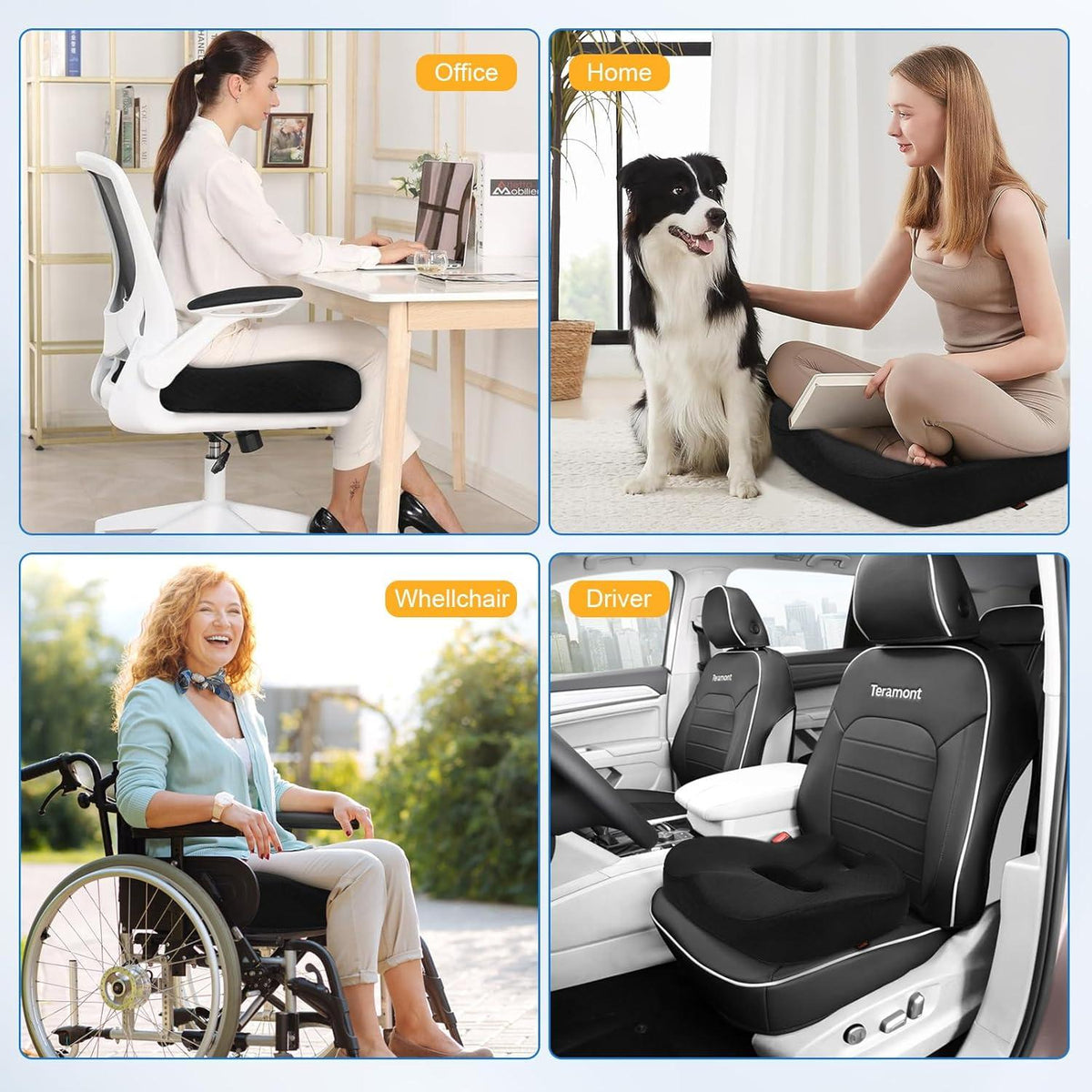 Orthopädisches Hämorrhoiden Sitzkissen Schwarz Memory Foam XL Size