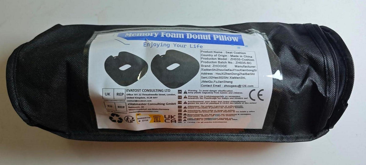 Sitzkissen Memory Foam Steißbeinkissen Donut Kissen Hüften ergonomisch XL Schwarz