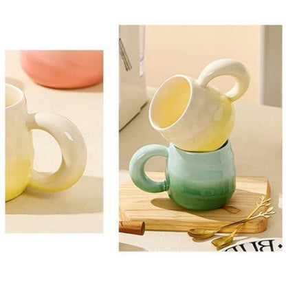 400ml Keramiktasse mit Farbverlauf – Rosa Cappuccino Tasse