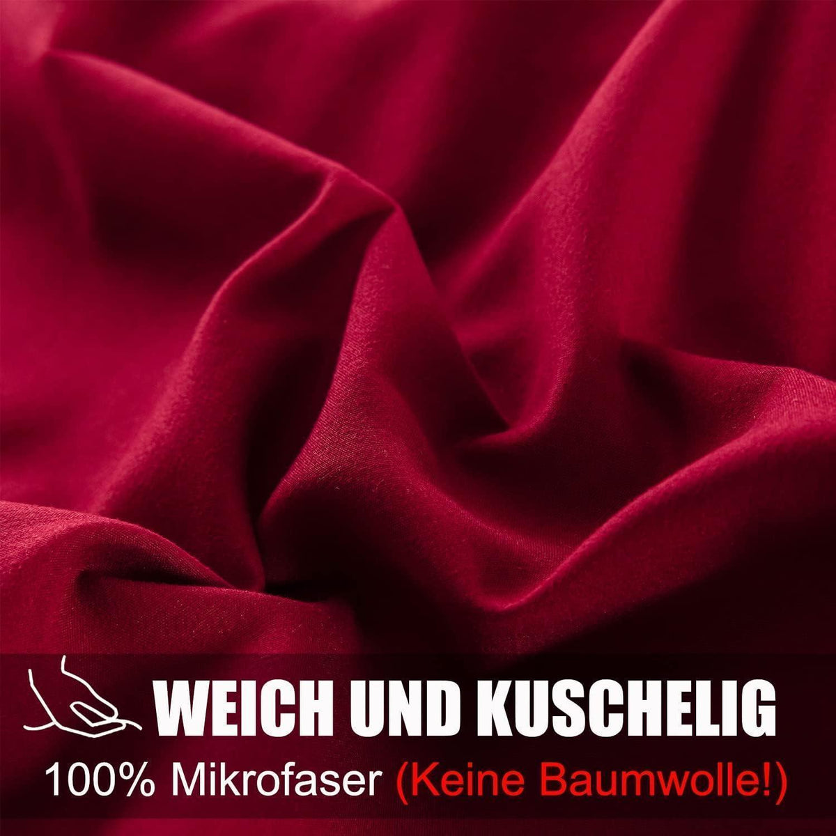 Bettwäsche-Set 4-teilig Rot 155x220 cm Mikrofaser Bügelfrei