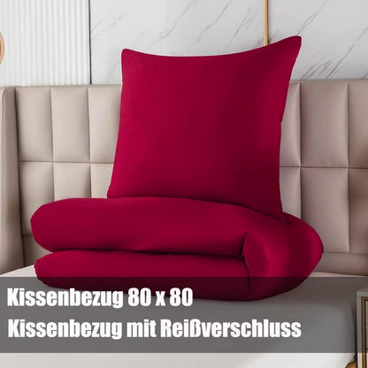 Bettwäsche-Set 4-teilig Rot 155x220 cm Mikrofaser Bügelfrei