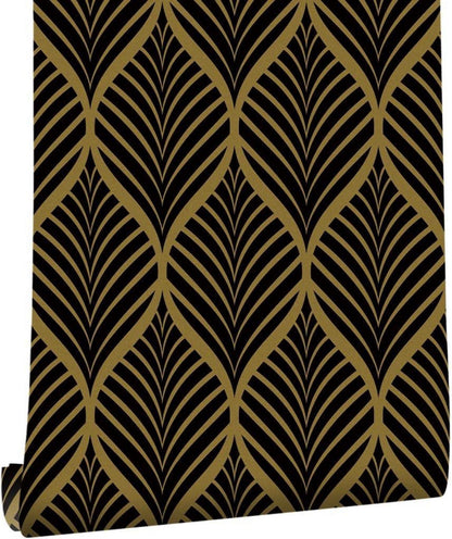 Selbstklebende Tapete Moderne Streifen gold/schwarz wasserdicht 0.4W x