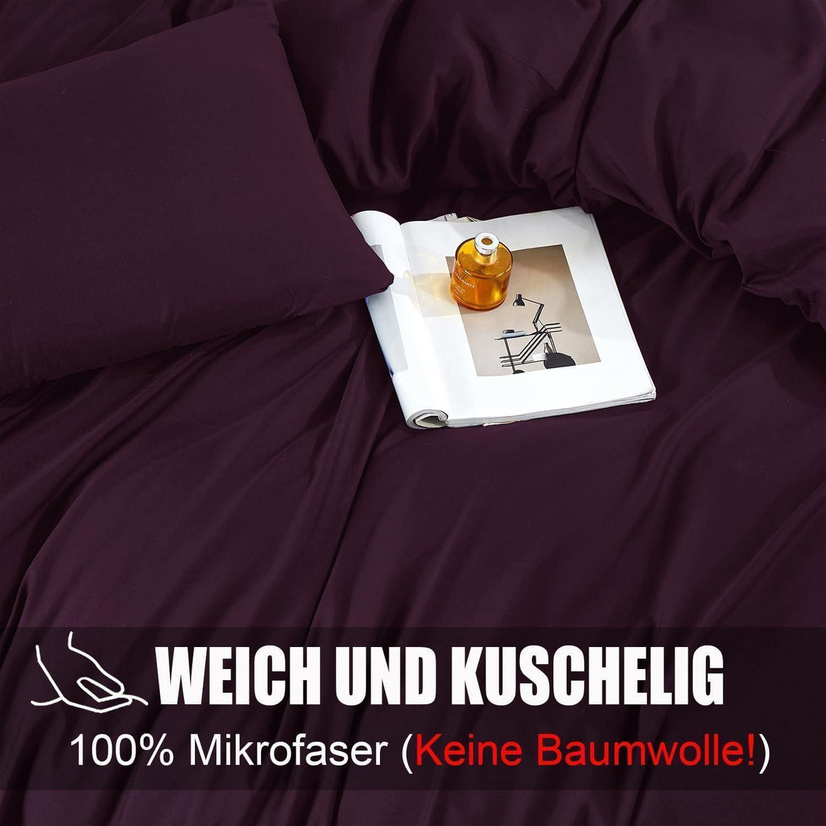 Bettwäsche-Set 4-teilig 155x220 cm Lila Mikrofaser