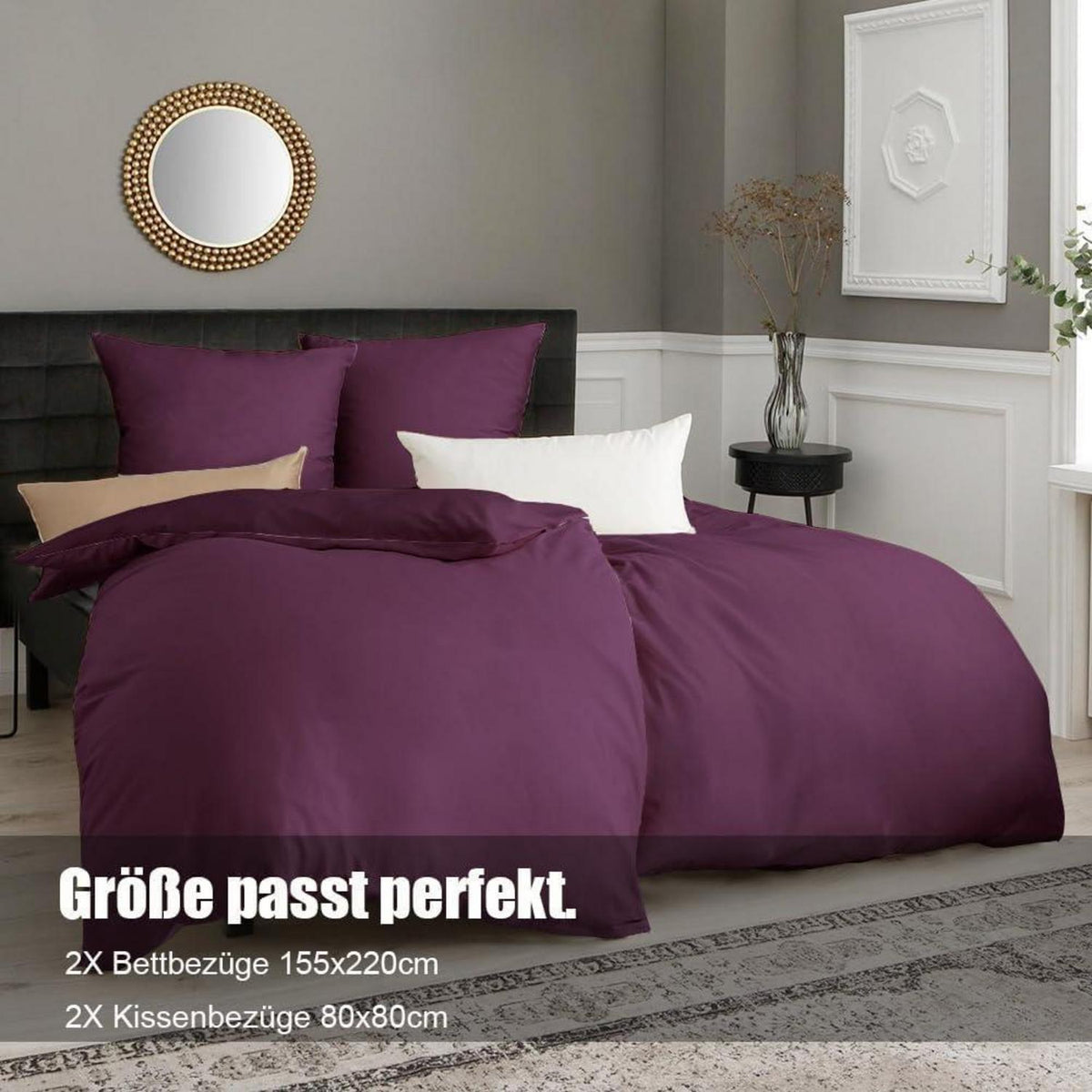 Bettwäsche-Set 4-teilig 155x220 cm Lila Mikrofaser